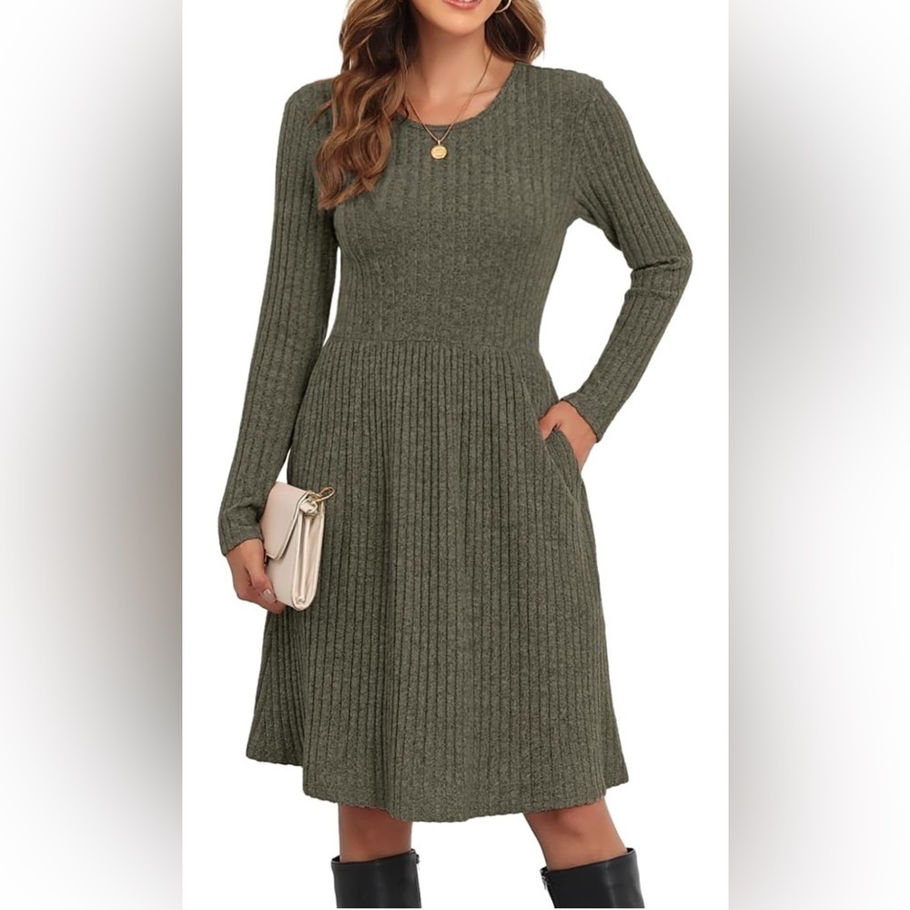 NWT- Ribbed Elegant Sage Green Knit Dress
Perfect for Easter& 2025 Summer Season